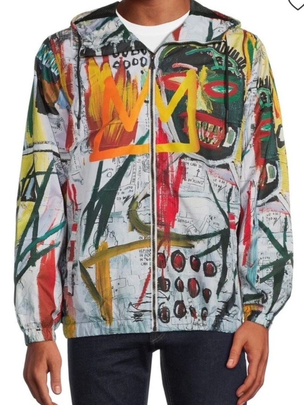 Members Only x Jean-Michel Basquiat Graffiti Print Zippered Jacket Sz.L